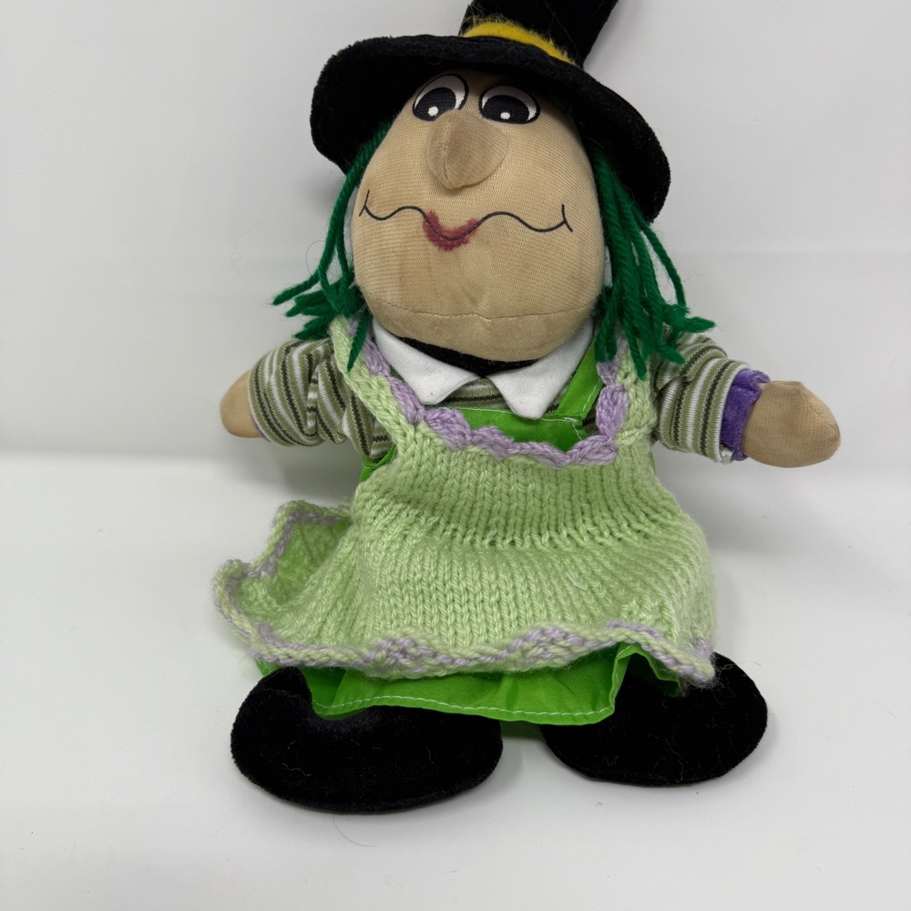 Halloween Witch Plush Doll Green Dress‎ Black Hat Stuffed Animal Toy